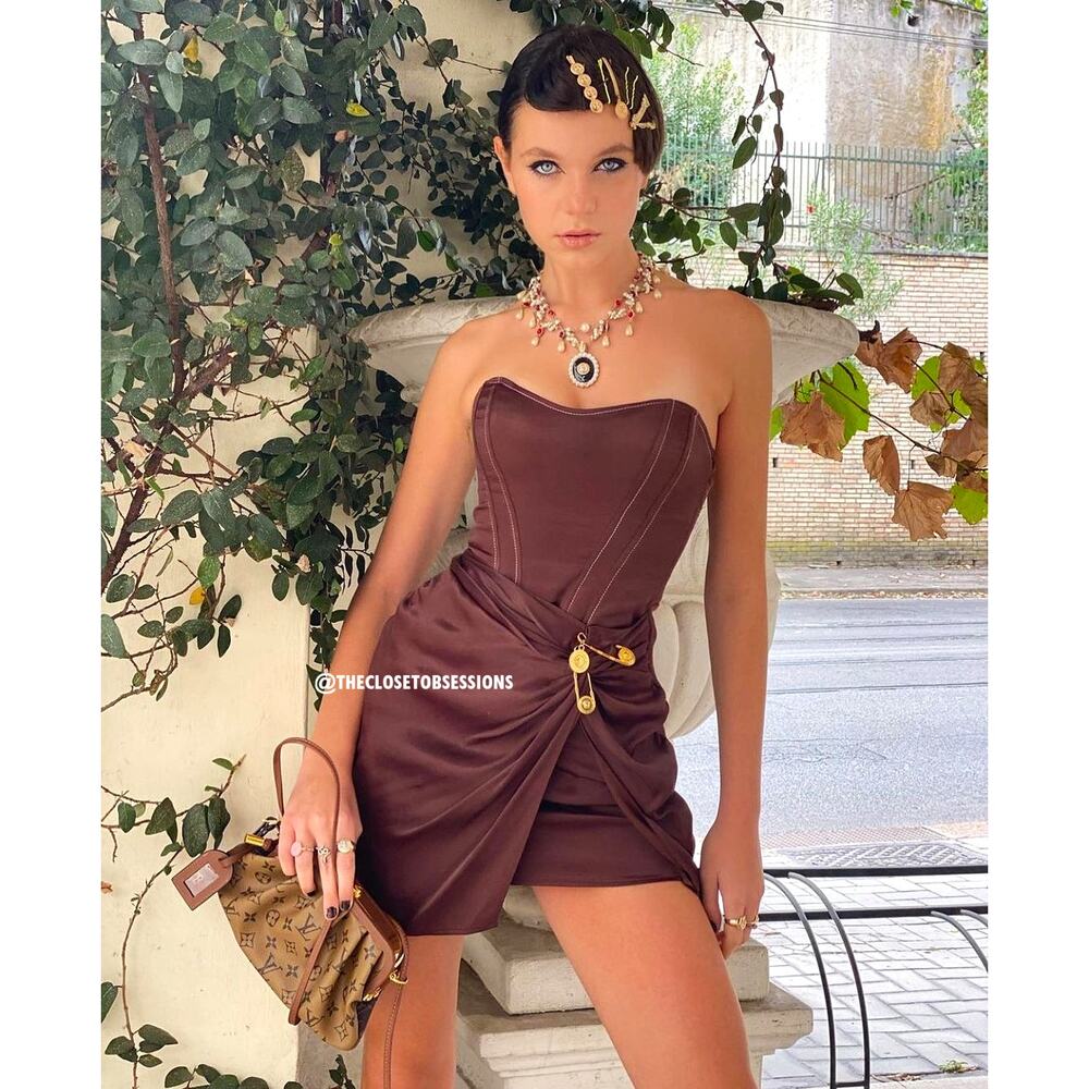 Zara Chocolate Brown Draped Strapless Mini Dress NWT - Picture 10 of 16